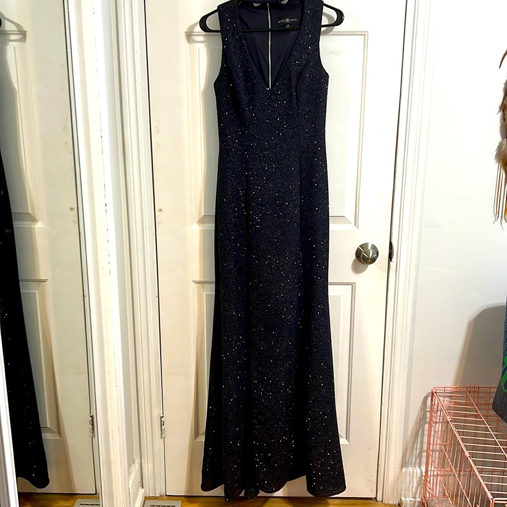Gorgeous Betsy & Adam Midnight Blue Sparkle Gown *Jessica Rabbit* - Picture 3 of 8